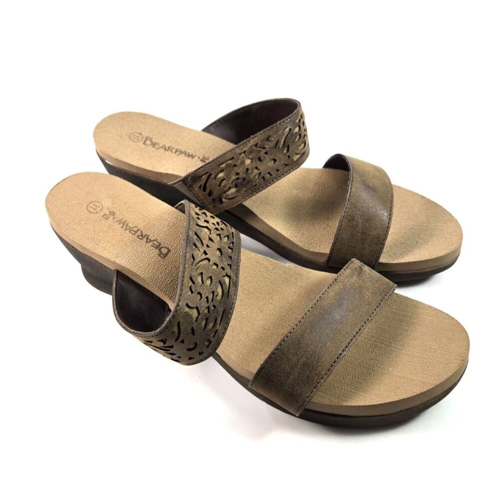 Bearpaw Womens Slide Sandals Size 11 Brown Strap Comfort Casual Summer